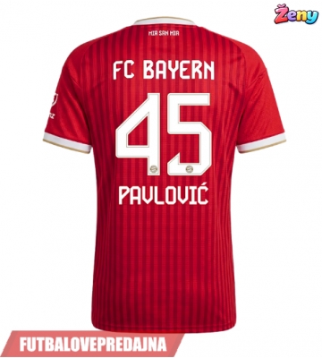 Lacne Ženy Futbalové dres Bayern Munich Aleksandar Pavlovic #45 2026-27 Krátky Rukáv - Domáci